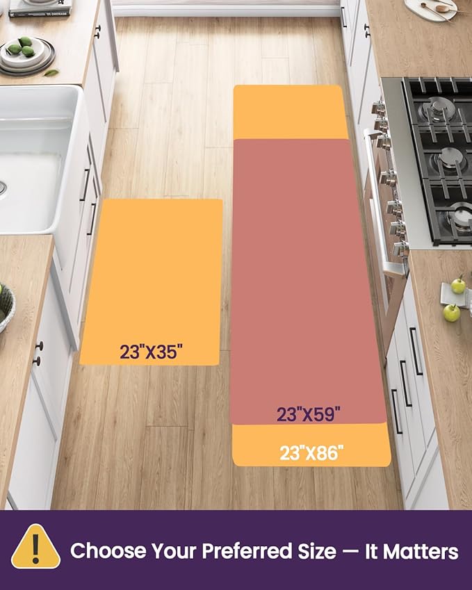 DEXI Kitchen Mats for Floor Cushioned, 23x86 Extra Large Long Runner Rug Non Slip, Waterproof Soft Comfort Standing Padded Anti Fatigue Decorative Cream Red