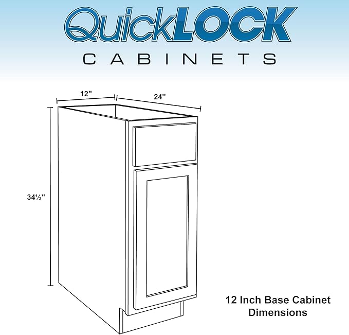 Quicklock RTA (Ready-to-Assemble) | Base Kitchen Cabinets - Shaker Style | Made in America (Raw Maple, 12" Wx34.5 Hx24 D Base)