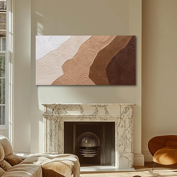 SOUGUAN Modern Wall Art Abstract Wall Decor Neutral Art Paintings 24"x48" Canvas Painting for Dining Room Area Poster for Bedroom