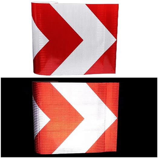 Reflective Tape Red and White Outdoor Waterproof 20 inch, High Visibility Hazard Conspicuity Safety Marking Tape (66 feet)