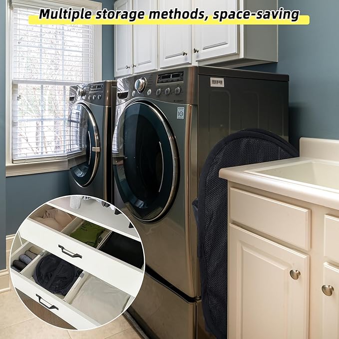 Collapsible Laundry Basket, 90L Foldable Pop-up Laundry Hamper with Handles, Mesh Dirty Clothes Hamper for Laundry, Bathroom, Kids Room, Dorm,Travel or Camping (Black)
