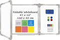 Whiteboard Set - Dry Erase Board 47 x 18 in with 1 Dry Wipe Eraser, 4 Markers, 4 Magnets and 6 Magnetic Notes - Large Wall White Board for Home and Office
