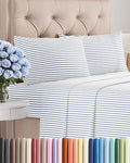 Twin 4 Piece Sheet Set - Cooling & Breathable Bed Sheets - Hotel Luxury Bed Sheets for Women, Men, Kids & Teens - Bedding w/Deep Pockets & Easy Fit - Soft & Wrinkle Free - Twin Blue Stripes Sheets