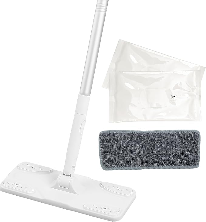 Layers Multi-Purpose Lightweight Dust Mop Set with Extendable Cleaning Tool，12 Sheets Wet Wipes, 1 Dry Wipes, 1 Mopping Pad，360° Swiveing Head Extremely Suit for Cleaning Narrow Space.