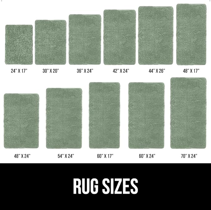 GORILLA GRIP Bath Rug Mat 30x20, Thick Soft Absorbent Chenille, Quick Dry Microfiber Mats, Rubber Backing Washable Shower Floor Rugs, US Designed Bathroom Bathmat Home Decor Accessories, Sage Green