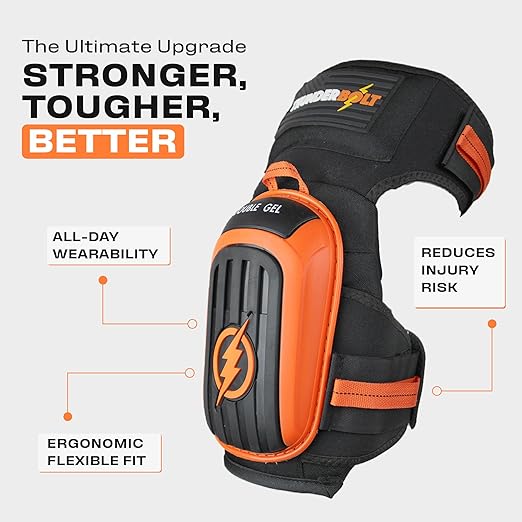 Thunderbolt Knee Pads for Men Construction Knee Pads for Work for Men and Women with Double Gel for Gardening Flooring Roofing Heavy Duty with Extra Thick Foam and Strong Adjustable Non-Slip Straps