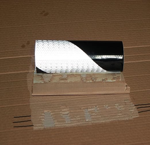 Reflective Tape Black White Outdoor Waterproof 8 inch X 10 feet, High Visibility Hazard Conspicuity Safety Industrial Marking Tape