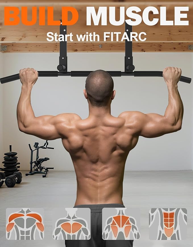 Fitarc Joist Mount Pull Up Bar, Wall Chin Up Bar Ceiling Mount for Beams, Heavy Duty Steel Construction, Home Gym Equipment -Patent Pending