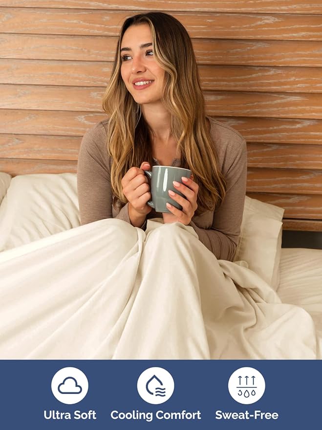 Extra Deep Queen Sheet Set - 6 Piece Breathable & Cooling Sheets - Hotel Luxury Bed Sheets Set - Easy & Secure Fit - Soft, Wrinkle Free & Comfy Sheets Set - Off White Sheet Set with Extra Deep Pockets