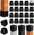 16 Pcs Chair Leg Sliders for Carpet Rug, Square Chair Glides, Silicone Furniture Leg Protectors Caps Kitchen Table Feet Covers with Plastic Pads, No Scratches (Fit:1-1/2"~1-3/4", Black)