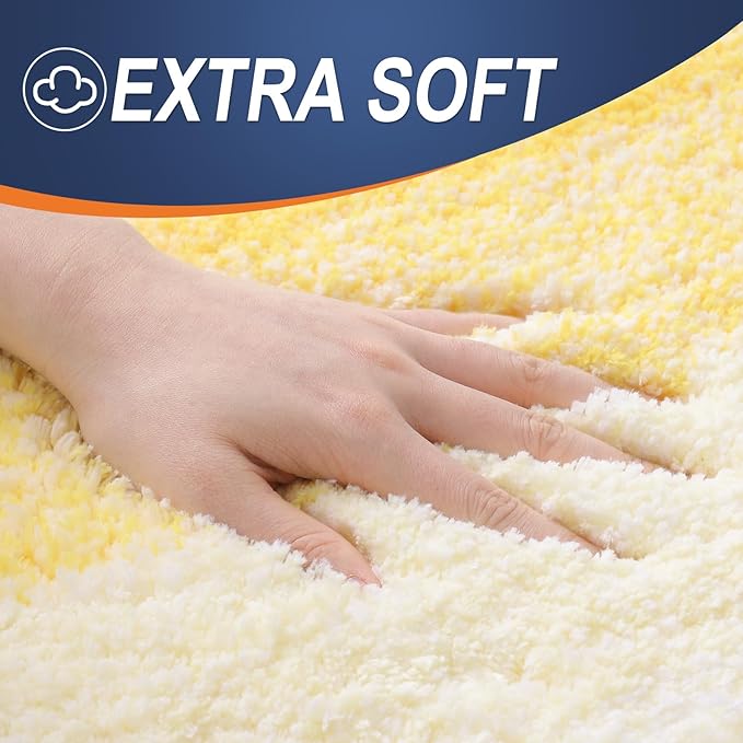 OLANLY Bathroom Rug Set 2 Piece, Soft Absorbent Microfiber Bath Mats and U-Shaped Contour Toilet Rug, Non-Slip, Machine Wash Dry, Plush Shaggy Bath Mats for Bathroom (30"x20"+24"x20", Yellow)