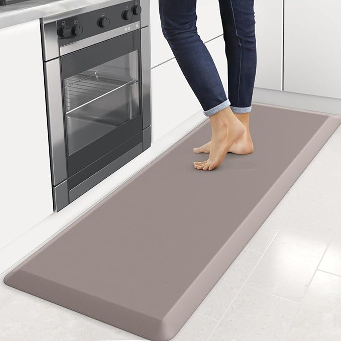 4/5 Inch Thick Kitchen Mats for Floor, StepRite Kitchen Rug for Standing Desk, Non-Slip, Thicker, Stain & Water Resistant, Comfort Anti Fatigue Floor Mat for Home, Kitchen, Office - Khaki,70 * 24''