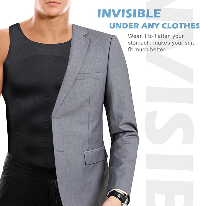 Mens Slimming Body Shaper Vest, Gynecomastia Compression Shirts, Tummy Control Undershirts