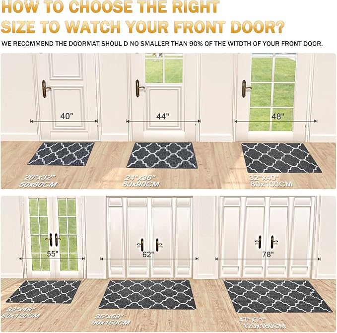 OLANLY Indoor Door Mat, 59x20, Non-Slip Absorbent Resist Dirt Entrance Mat, Washable Low-Profile Inside Floor Doormats for Entryway, Black