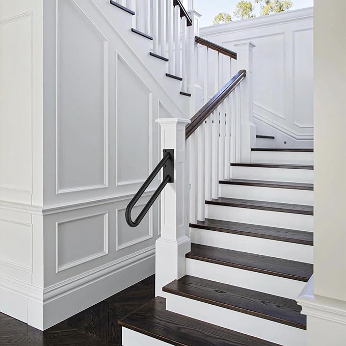 20 inch Stainless Steel Handrail for 1-3 Steps- 1.25" Tube, ZUEXT U Shaped Oil Rubbed Black Safety Grab Bar for Stairs, Wall Mounted Hand Railing for Outdoor Garage Entry Interior Exterior Stairway