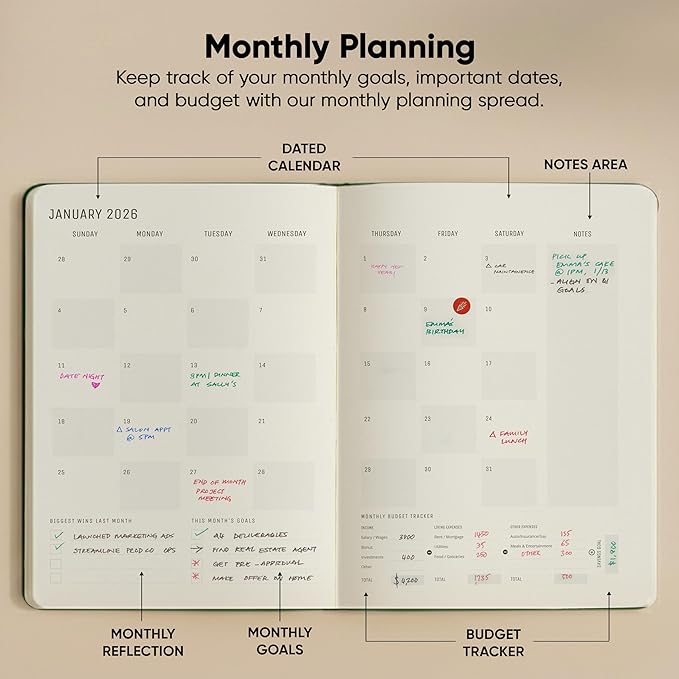 Dated, 2026 Planner, 8.5" x 11" - The #1 Productivity Planner to Achieve Your 2026 Goals - Planner 2026-2027 by PRODUCTIVITY STORE (A4, GREEN)