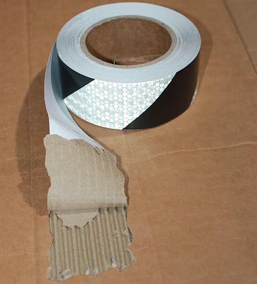 Black White Reflective Tape 2 inch X 66 feet, Outdoor Waterproof Hazard Conspicuity Warning Industrial Marking Tape