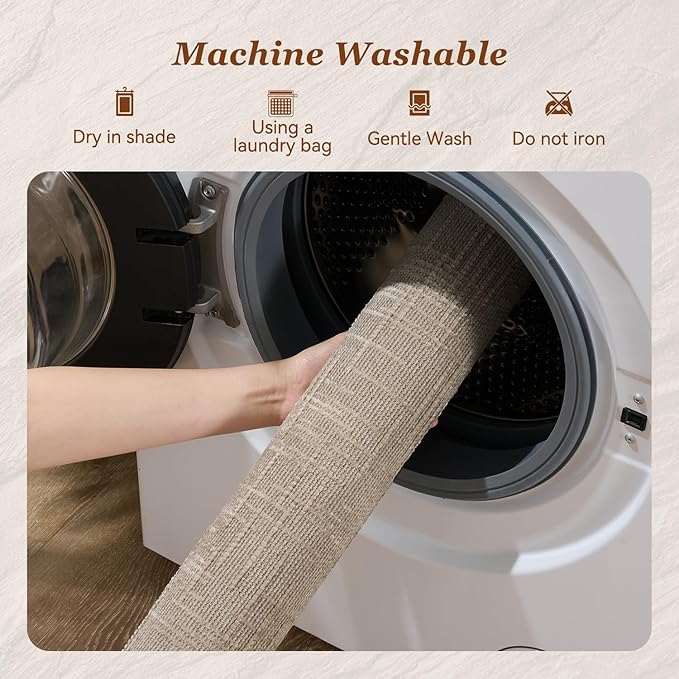 AMOAMI Bath Mat Non Slip Super Absorbent Quick Dry Bath Mats for Bathroom Floor Rubber Backing Washable Bathroom Rugs Modern Woven Jacquard Mat, Beside Tub Bath Rugs, 2' x 5', Brown