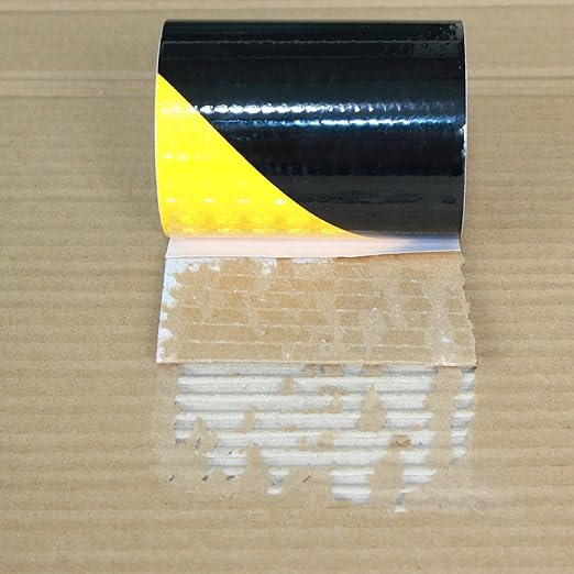 Yellow Black Reflective Tape 4 inch X 10 feet, Outdoor Waterproof Hazard Conspicuity Warning Industrial Marking Tape