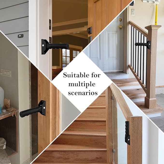 Flip Up Grab Bars for Doorway Stairs for Seniors Elderly, Garage Door Handles Stair Assistance for Elderly, Flip up Doors Grab Bar Not in The Way, Keep Steadily (Black)
