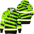 US Flag High Visibility Hoodie for Men Reflective Hoodie Safety Workwear for Worker Runner Patriotic ACC02