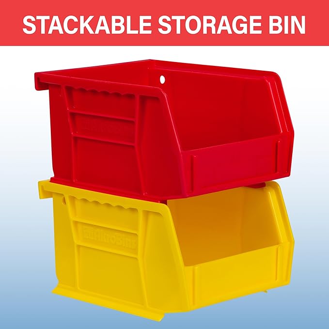 Akro-Mils 30210 AkroBins Plastic Storage Bins, Space-Saving Stackable for Garage, Pantry, Craft Organization, 5 x 4 x 3-Inch, Grey, 6-Pack