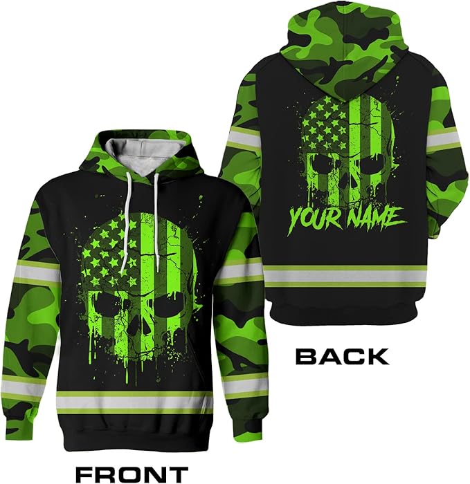 US Flag High Visibility Hoodie for Men Reflective Hoodie Safety Workwear for Worker Runner Patriotic ACC02