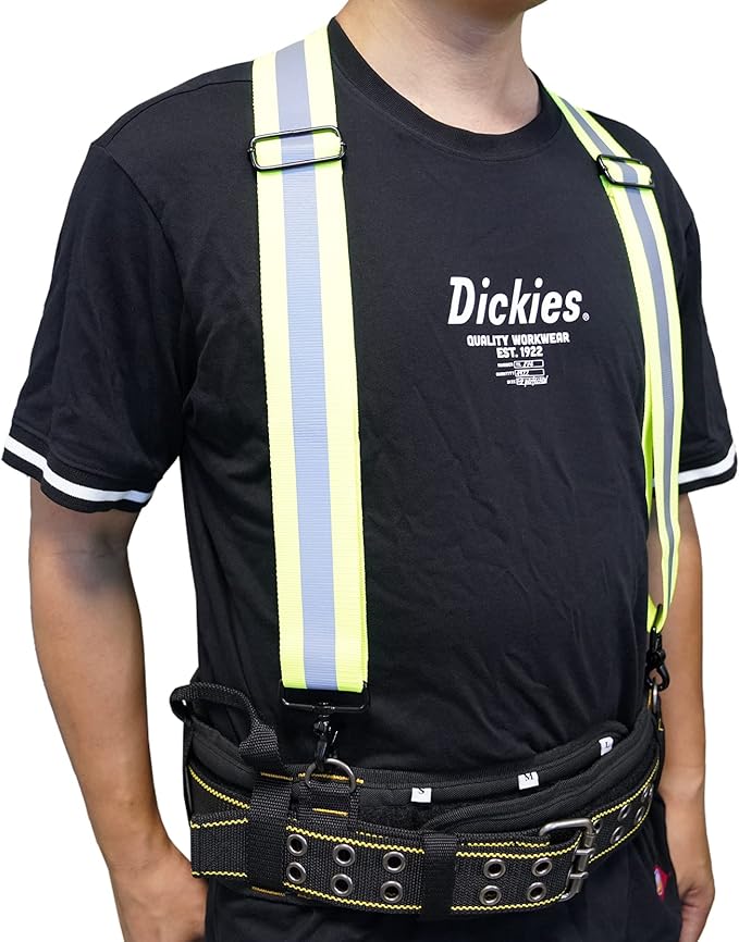 MELOTOUGH Suspenders with Non-Metal End Clip Reflective Safety Belt Clip