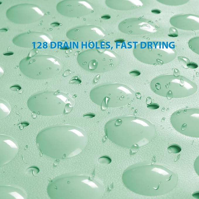 AmazerBath Bath Tub Mat, Medium Size 27.6 x 15 Inches Non-Slip Shower Mats with Suction Cups and Drain Holes, Bathroom Bathtub Mats Machine Washable (Mint Green)