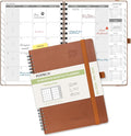 POPRUN Monthly Planner 2026-2027 (Medium 6.5" x 8.5") 18 Months Calendar (Jan 2026 - Jun 2027) - 4 Pages per Month with Expense & Notes, Stair-like tabs, Leather Cover, Sunday Starts - Brown