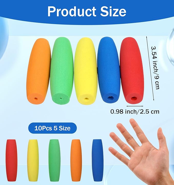 10Pcs Foam Grip Tubing, 3.54 Inch Crochet Hook Handle Grips, Non Slip Adaptive Aid for Utensils Cutlery Handles Elderly Disabled