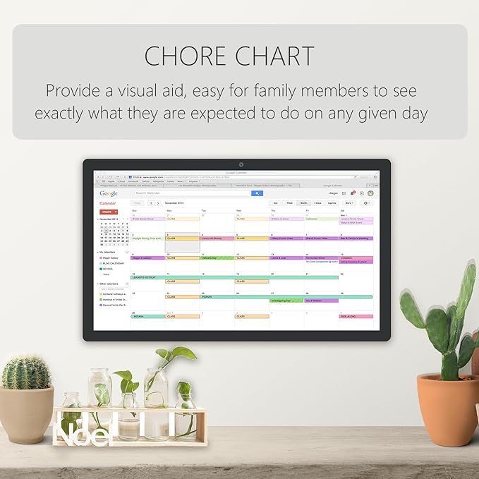 15.6 to 27 inch Touchscreen Digital Calendar & Wall Planners, Smart Whiteboard Calendar for Chore Chart & Work Schedule, Built in Speakers and Camera, Include Wall Mount & Desk Stand (21.5-inch)
