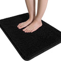 LOCHAS Luxury Bathroom Rug Shaggy Bath Mat 20 x 30 Inch, Washable Non Slip Bath Rugs for Bathroom Shower, Soft Plush Chenille Absorbent Carpets Mats, Black