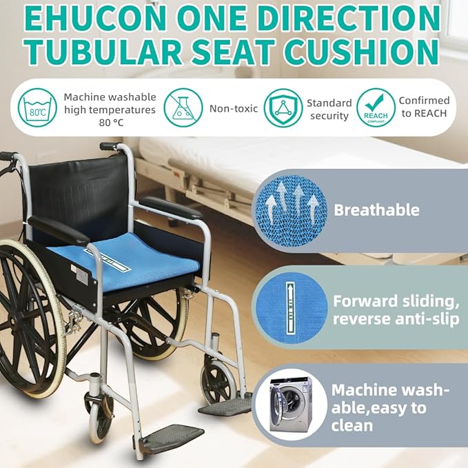 One Way Transfer Support Tubular Seat Cushion, Fall Prevention for Eldery in Chair or Wheelchair, Excellent Non-Slip Seat Cushion in Car Seat and Office Chair 17"x17"