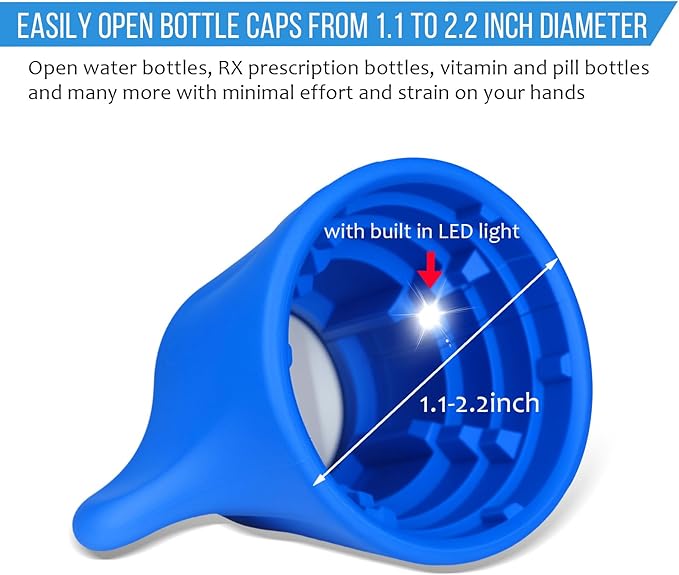 Remedic Medicine Bottle Opener with Magnifier & LED Light – Easy Grip Aid for Weak Hands – Non-Slip Mat for One-Handed Use – Arthritis-Friendly Multi-Opener – Senior Care Tools