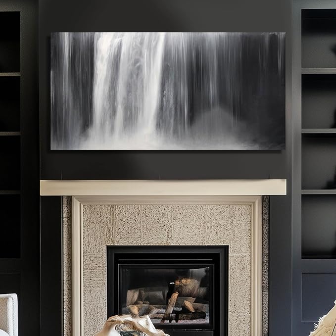 Black Wall Art White Wall Decor Waterfall Wall Pictures Abstract Wall Art Room Decor Canvas Poster Photos for Bedroom Living Room 24"x48"