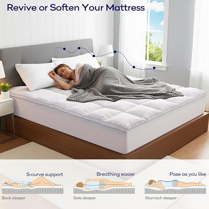 OLANLY Dual-Layer 4 Inch Full Size Memory Foam Mattress Topper for Back Pain, 2 Inch Cooling Pillow Top Mattress Pad Cover and 2 Inch Gel Memory Foam Topper, Deep Elastic Pocket, White