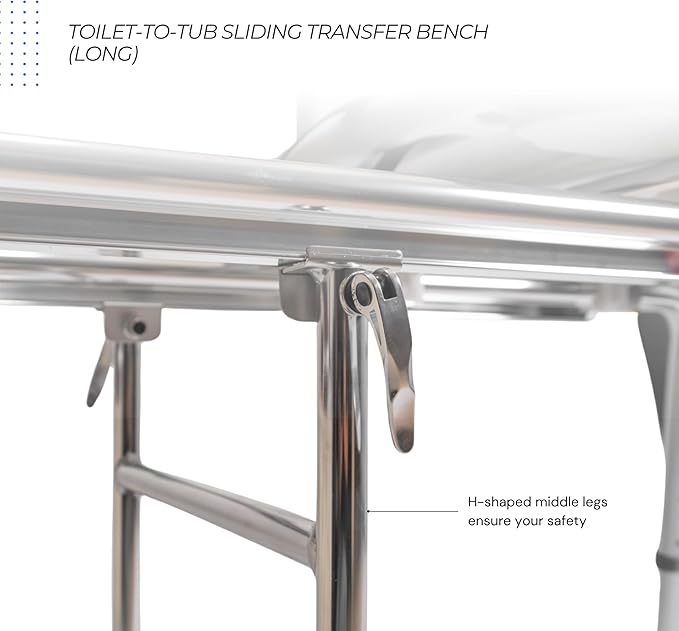 Eagle Health Supplies Toilet-to-Tub Transfer Bench with Cut Out Seat, FSA/HSA Eligible Sliding Shower Chair for Elderly and Disabled, Height Adjustable Shower Seats for Adults Inside Shower, 77963