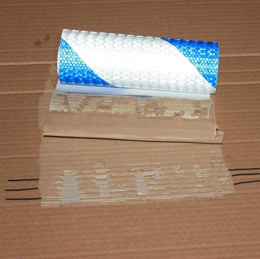 Reflective Tape Blue White 8 inch X 10 feet, Outdoor Waterproof High Visibility Hazard Conspicuity Safety Industrial Marking Tape