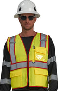 AYKRM High Visibility Safety Vest - Reflective Work Vest with 5 Reinforced Pockets