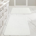 MIULEE Set of 2 Ultra Thin Bathroom Rugs, Rubber Bath Mats for Bathroom Non Slip, Quick Dry Absorbent Bath Rug Machine Washable, Fit Under Door, Shower, Sink, Home Decor, White, 24x36 Inch