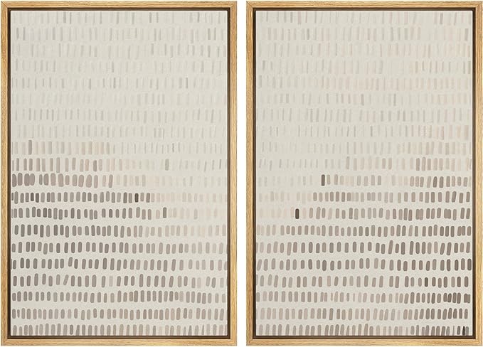 MUDECOR Framed Canvas Print Wall Art Neutral Abstract Dot Illustrations Modern Art Decorative Bohemian Colorful Chic for Living Room, Bedroom, Office - 16"x24"x2 Natural