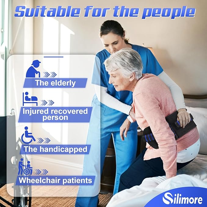Gait Belt for Seniors with Handles, Gate Belts Medical for Elderly Physical Therapy Transfer Belt for Lifting Seniors,Patients,Disabled(Blue)