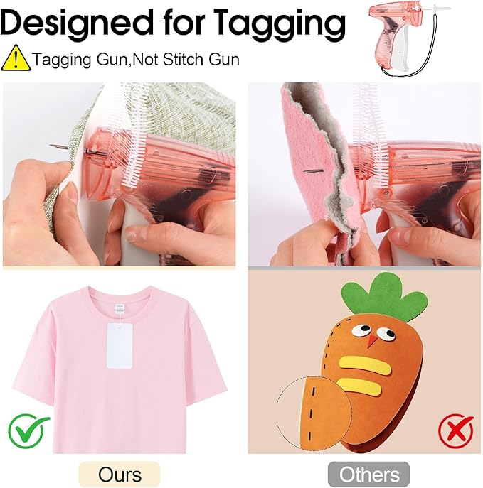 BEVTEE Tagging Gun for Clothing, Pink Tag Gun Kit with 5 Needles, 1120 Barbs Fasteners & 1 Hard EVA Case, Durable and Easy to Use Tagging Tool for Clothes, Fabric, Retail Price Tags and DIY