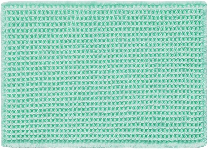 Waffle Bath Mat, Boho Bathroom Rugs Non Slip Washable Super Absorbent Quick Dry Cute Bath Mat Farmhouse Bathroom Decor, 48"x24" Aqua Blue