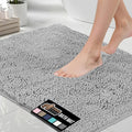 GORILLA GRIP Bath Rug Mat 42x24, Soft Absorbent Chenille, Quick Dry Microfiber Mats, Rubber Backing Washable Shower Floor Rugs, Bathmat Runner, US Designed Bathroom Home Decor Accessories Light Gray