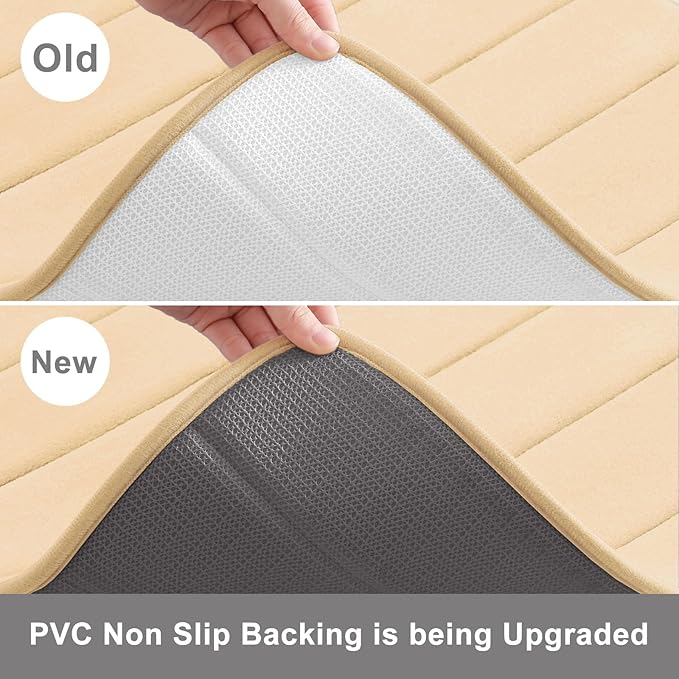 Buganda Memory Foam Bath Mat, 47" x 20", Ultra Soft and Non-Slip Bathroom Rugs, Water Absorbent and Machine Washable Bath Rug Runner for Bathroom, Shower, and Tub, Gold