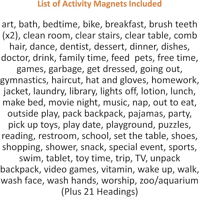 Kids Visual Schedule Magnets and Headings: SchKIDules 93Pc Home Collection for Daily Routines, Chores, Executive Functioning, Behavioral Supports, Communication-Good for Toddlers, ADHD, Autism