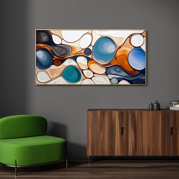 yiijeah Large Wall Art for Living Room - 24x48 Inches Modern Abstract Canvas Painting Framed Picture Colorful Artwork for Bedroom Office Dinning Room