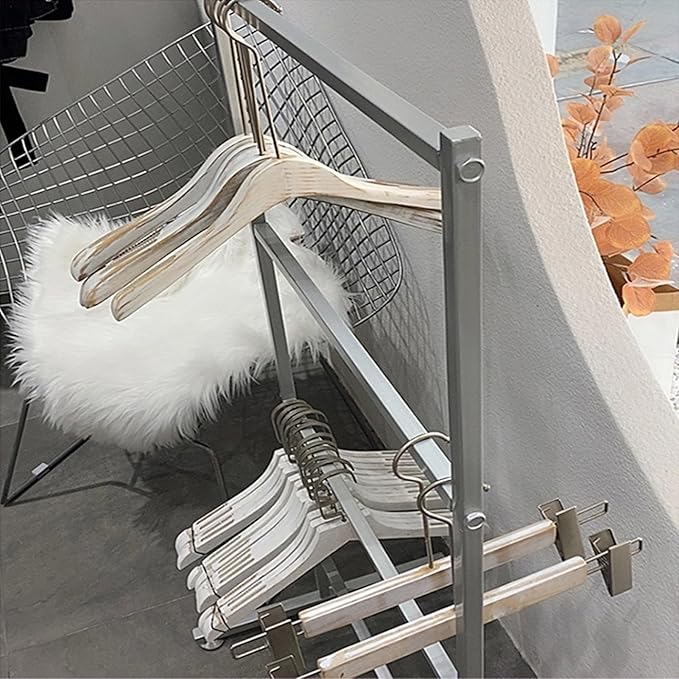 Clothing Hanger Storage System Hanger Stacker Metal Clothes Organizer with Casters, Retail Store Laundry Room Portable Hanger Stacker Holder (Color : Silver, Size : 19.7x15.7x43.3IN)
